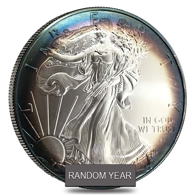 1 oz Silver American Eagle BU Dramatic Toning (Random Year)