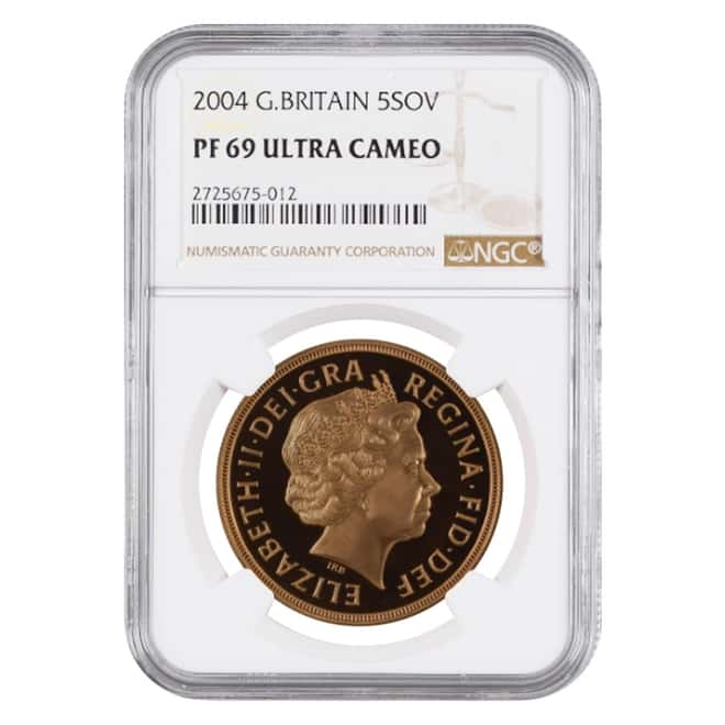 2004 Great Britain Proof Gold 5 Pound Sovereign NGC PF 69 UCAM