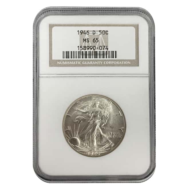 1946 D Walking Liberty Half Dollar 90% Silver NGC MS 65