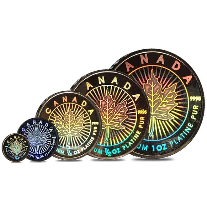 2002 1.9 oz Platinum Canadian Maple Leaf Hologram 5-Coin Set (Scruffy)