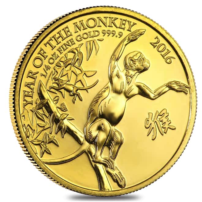 2016 Great Britain 1/4 oz Gold Year of the Monkey BU