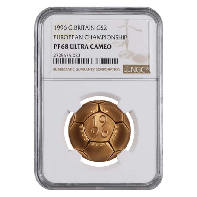 1996 Great Britain Proof Gold 2 Pounds European Championship NGC PF 68 UCAM