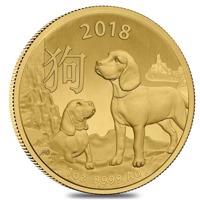 2018 1 oz Gold Lunar Year of the Dog Coin .9999 Fine BU - Royal Australian Mint