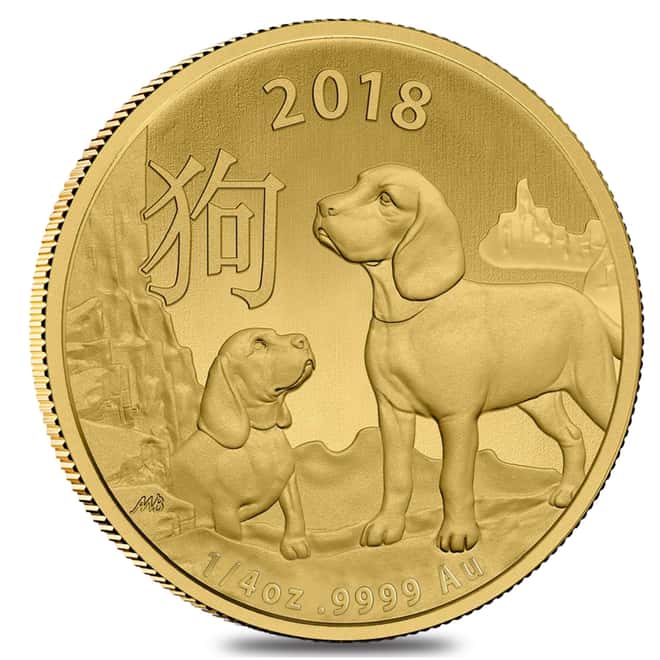 2018 1/4 oz Gold Lunar Year of the Dog Coin .9999 Fine BU - Royal Australian Mint