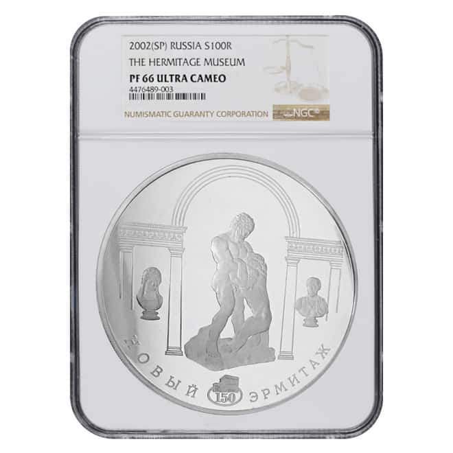 2002 Russia 1 Kilo Silver Hermitage Museum 100 Roubles Proof Coin NGC PF 66 UCAM