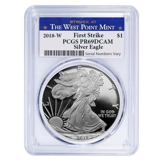 2018-W 1 oz Proof Silver American Eagle PCGS PF 69 DCAM First Strike (WP Label)