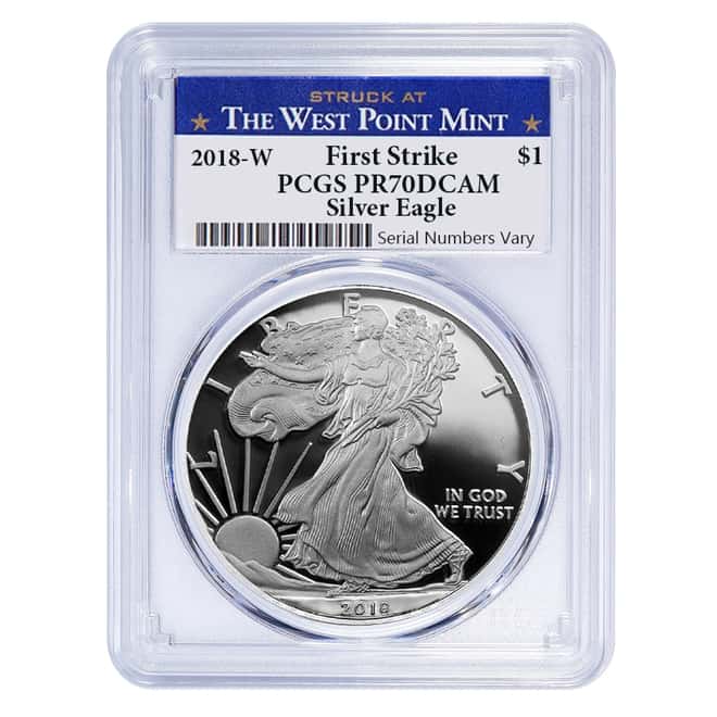 2018-W 1 oz Proof Silver American Eagle PCGS PF 70 DCAM First Strike (WP Label) 