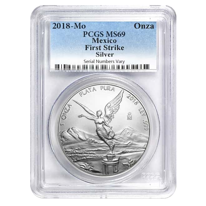 2018 1 oz Mexican Silver Libertad Coin PCGS MS 69 First Strike