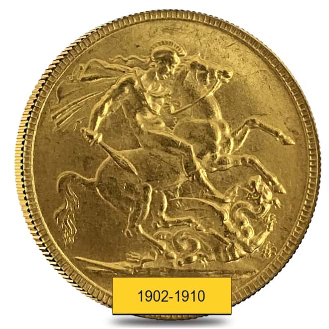1902-1910 British Gold Sovereign Edward VII AU/BU