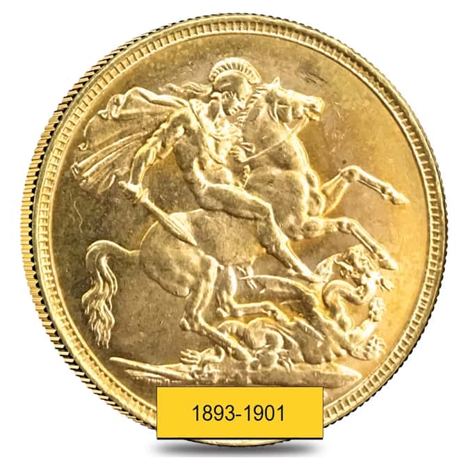 1893-1901 British Gold Sovereign Victoria Old Head AU/BU
