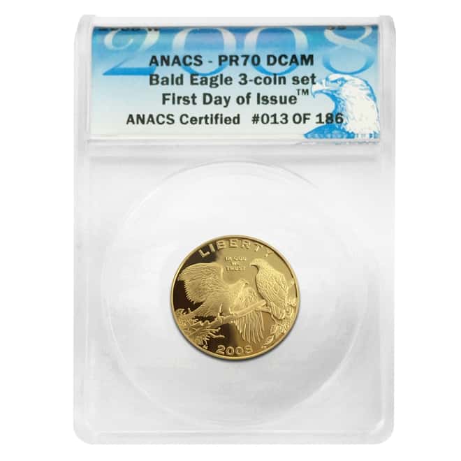 2008 W Gold $5 Proof Commemorative Bald Eagle ANACS PF 70 DCAM FDI