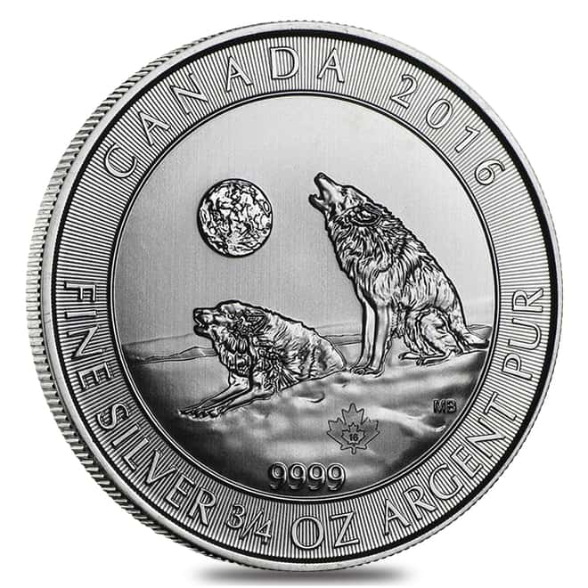 2016 3/4 oz Canadian Silver Howling Wolves $2 Coin .9999 Fine BU
