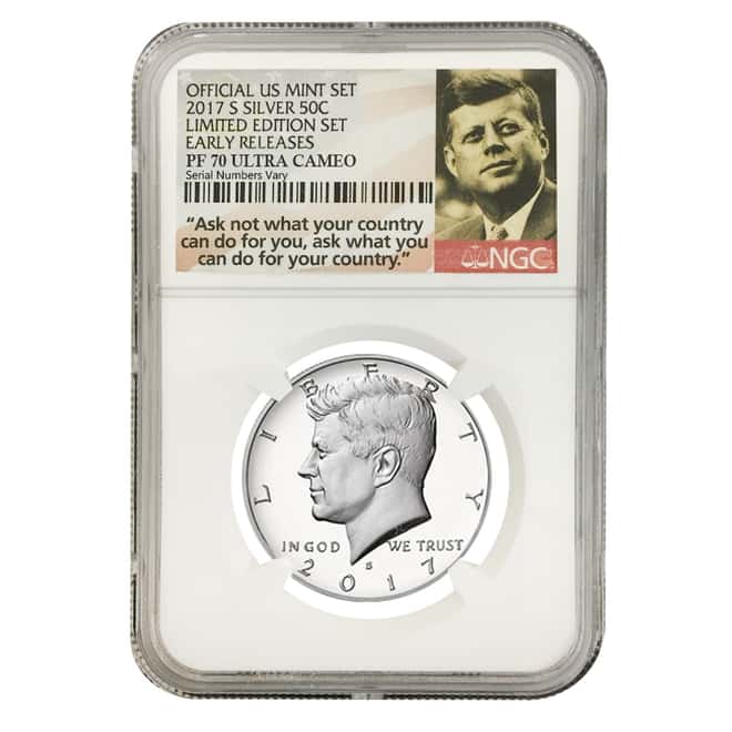 2017 S Proof Silver Kennedy Half Dollar Limited Edition NGC PF 70 ER (Kennedy Label) 