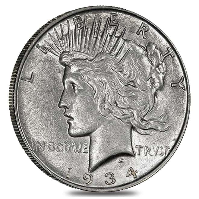 1934 Silver Peace Dollar AU
