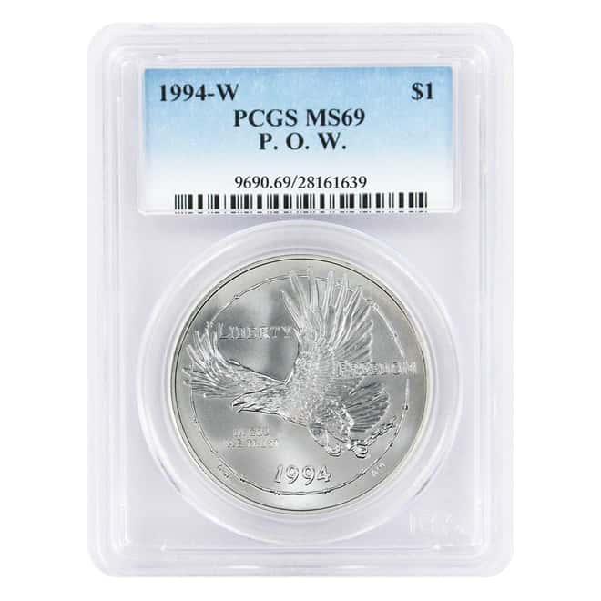 1994 W Prisoner of War $1 Silver Commemorative PCGS MS 69