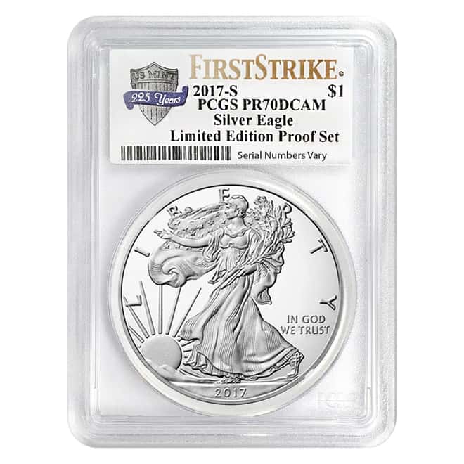 2017 S Proof Silver American Eagle/Kennedy Half Dollar Limited Edition PCGS PF 70 FS (225th Annv.)