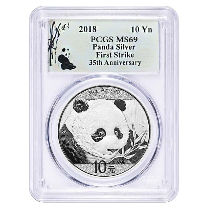 2018 30 gram Chinese Silver Panda 10 Yuan PCGS MS 69 First Strike (Panda Label)