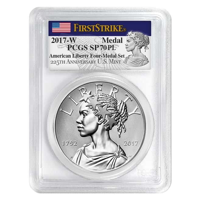 2017 W 1 oz American Liberty Enhanced Uncirculated Silver Medal PCGS SP 70 PL FS - 225th Anniversary 