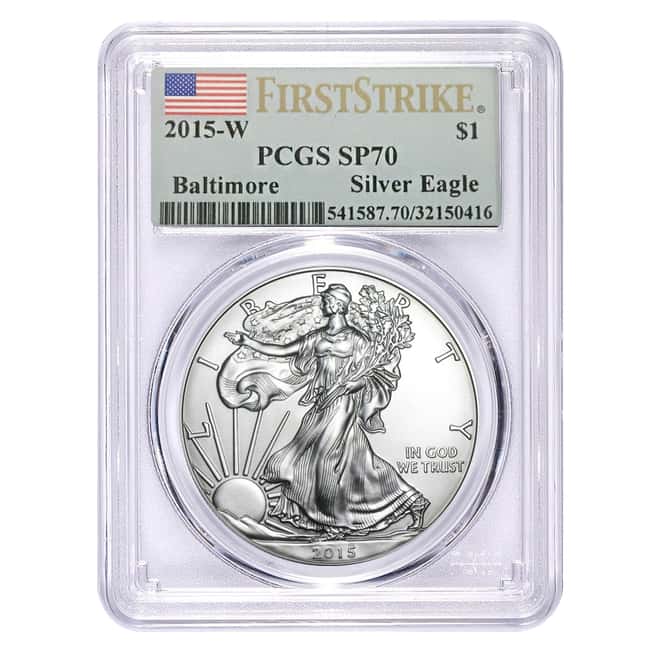 2015-W 1 oz Burnished Silver American Eagle $1 Coin PCGS SP 70 First Strike