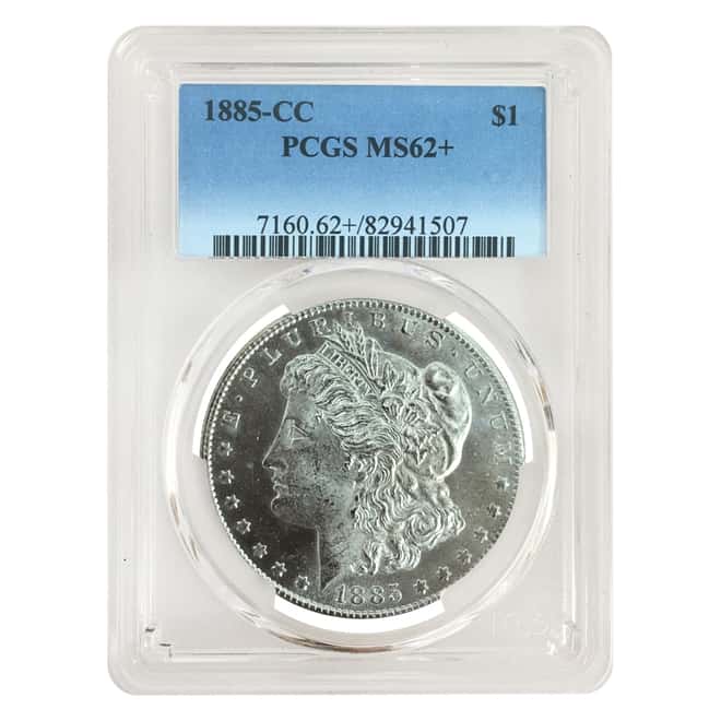 1885-CC Silver Morgan Dollar PCGS MS 62+ 