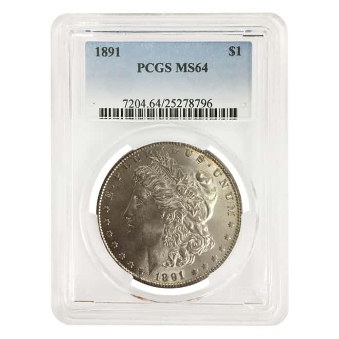 1891 Silver Morgan Dollar PCGS MS 64