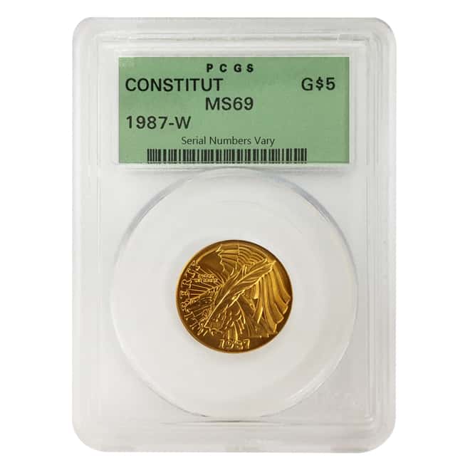 1987 W Gold $5 Commemorative Constitution PCGS MS 69