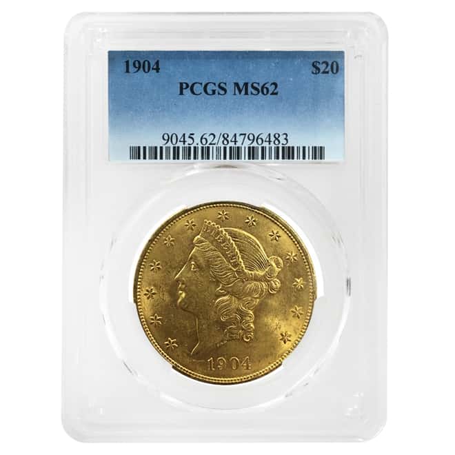 1904 $20 Liberty Head Double Eagle Gold Coin PCGS MS 62