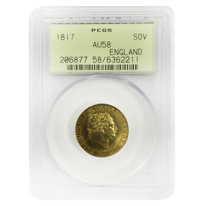 1817 British Gold Sovereign George III PCGS AU 58