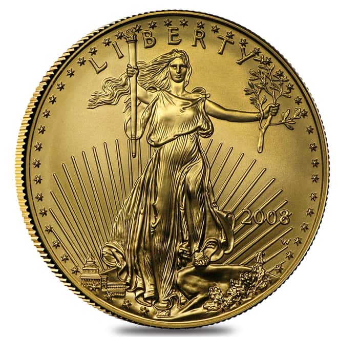 2008 W 1 oz $50 Burnished Gold American Eagle (w/Box & COA)