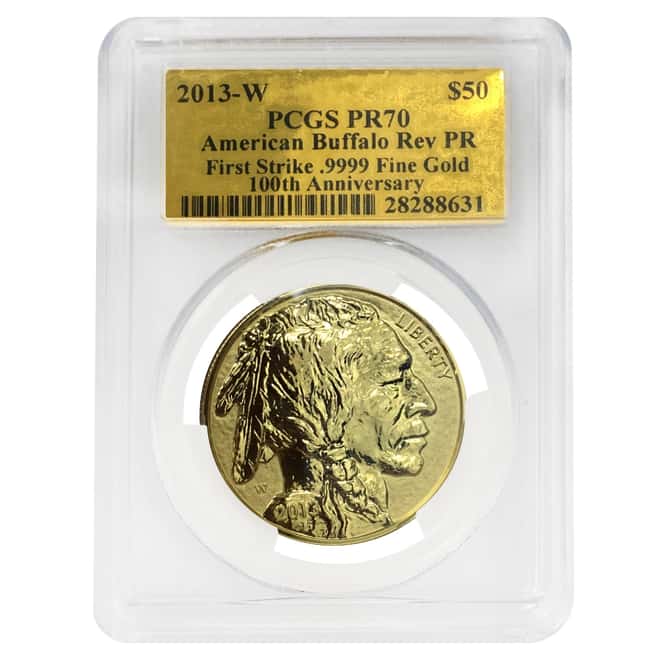 2013-W 1 oz $50 Reverse Proof Gold Buffalo PCGS PF 70 First Strike (Gold Label)