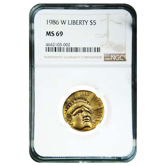 1986 W $5 Statue of Liberty Commemorative Gold Coin NGC MS 69