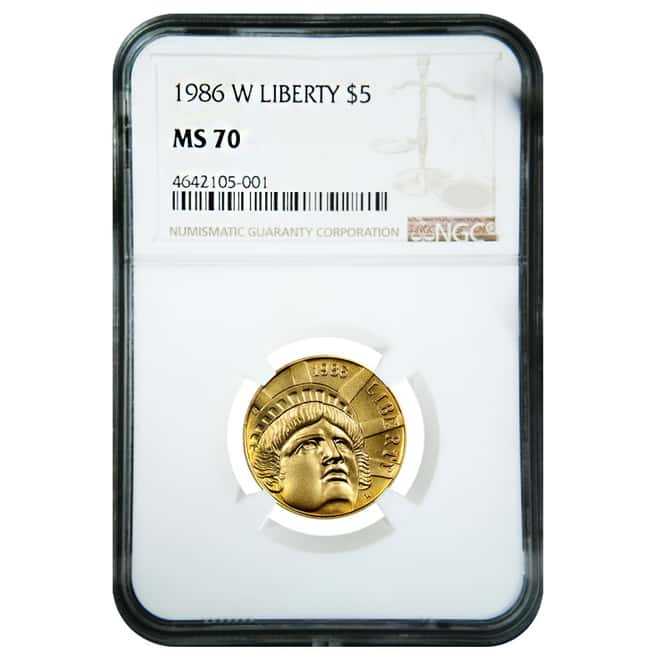1986 W $5 Statue of Liberty Commemorative Gold Coin NGC MS 70