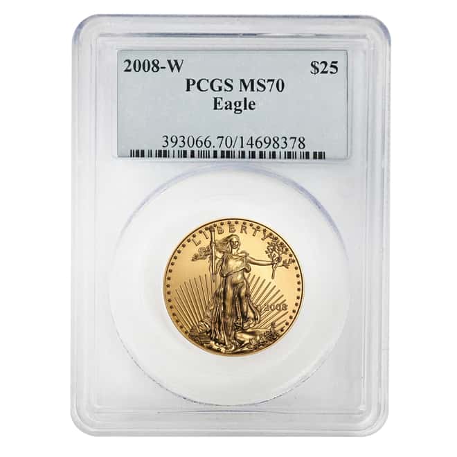 2008 W 1/2 oz $25 Burnished Gold American Eagle PCGS MS 70