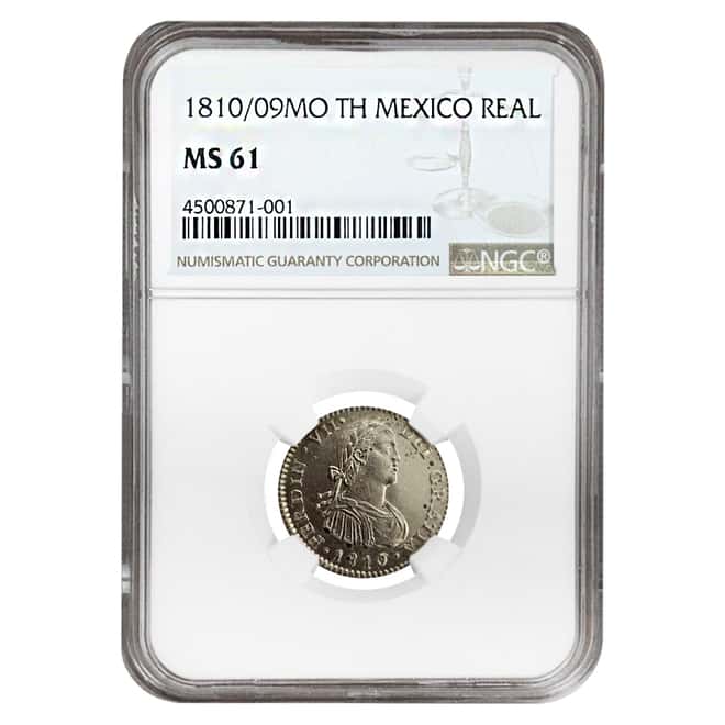 1810/09 Mexico Spanish Colony Real Silver Coin NGC MS 61