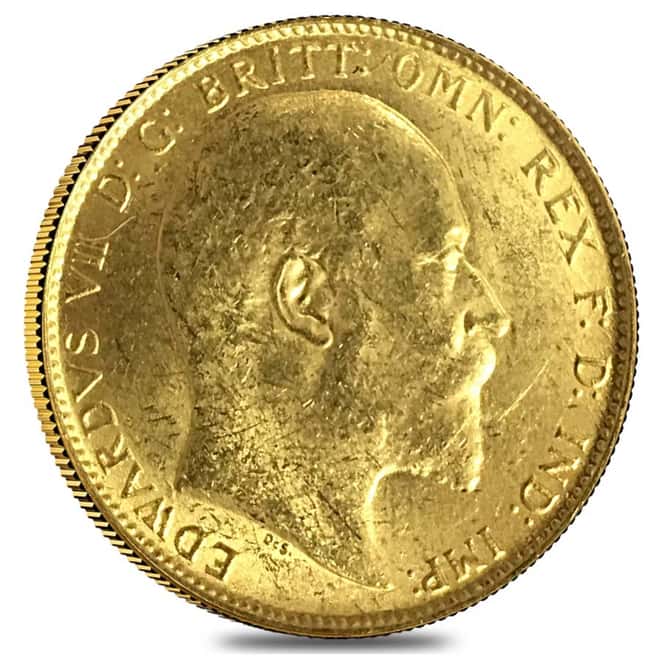 1902-1910 British Gold Sovereign Edward VII Avg Circ