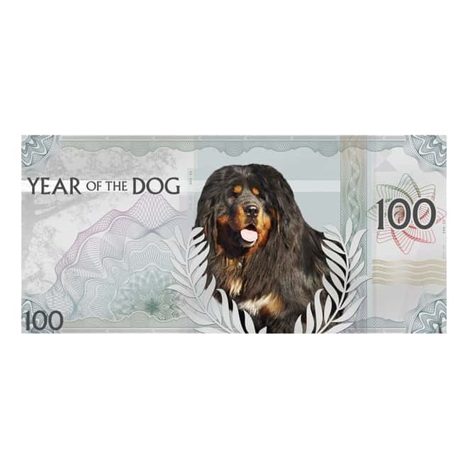 2018 5 Gram Mongolia Lunar Year of the Dog Silver Note .999 Fine