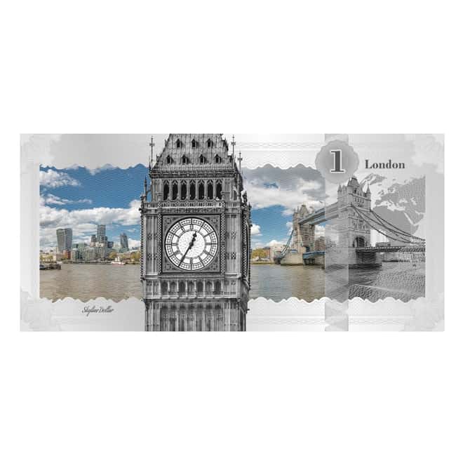 2017 5 Gram Cook Islands Skyline Foil Note $1 - London Silver Note .999 Fine
