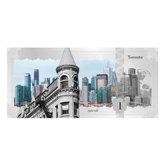 2017 5 Gram Cook Islands Skyline Foil Note $1 - Toronto Silver Note .999 Fine