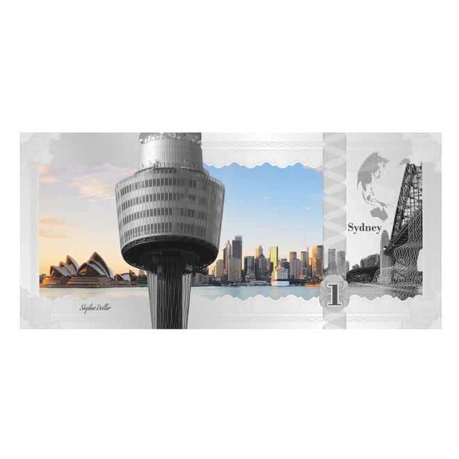 2017 5 Gram Cook Islands Skyline Foil Note $1 - Sydney Silver Note .999 Fine