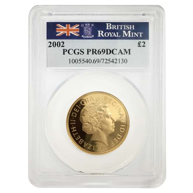 2002 Great Britain Proof Gold 2 Pound Sovereign Golden Jubilee PCGS PF 69 DCAM