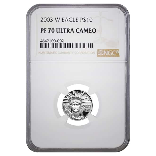 2003 W 1/10 oz $10 Platinum American Eagle Proof Coin NGC PF 70 UCAM
