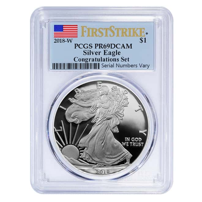 2018-W 1 oz Proof Silver American Eagle Congratulations Set PCGS PF 69 DCAM First Strike