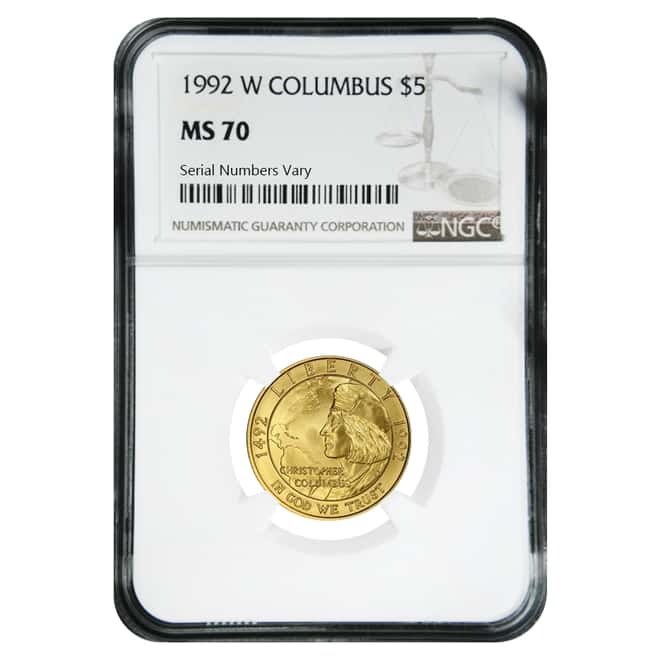 1992 W Gold $5 Commemorative Columbus NGC MS 70