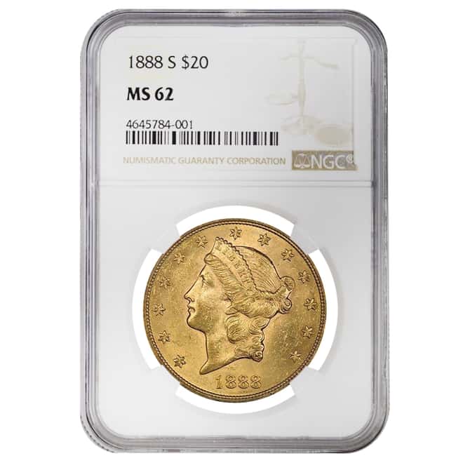 1888 S $20 Liberty Head Double Eagle Gold Coin NGC MS 62