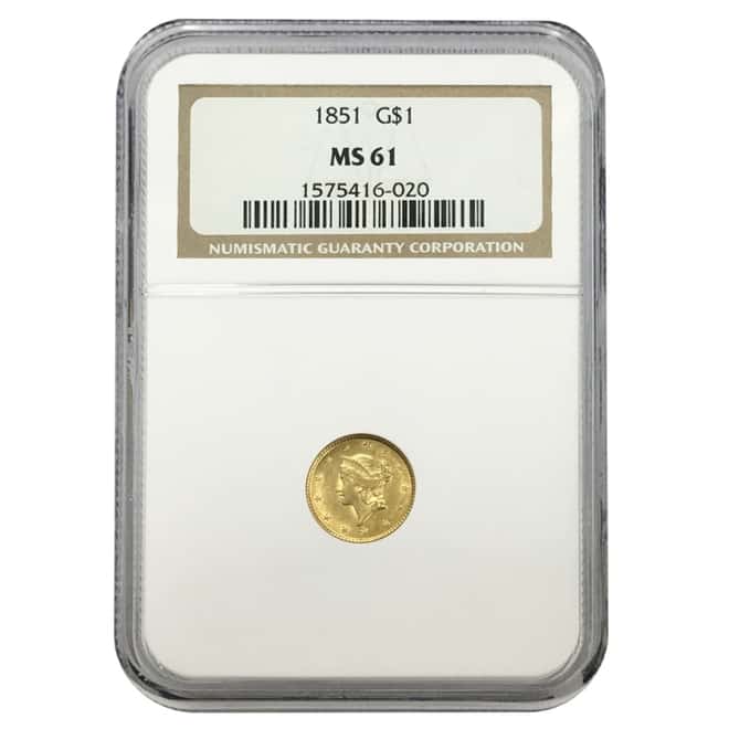 1851 $1 Liberty Head Gold Coin NGC MS 61