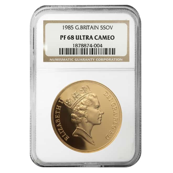 1985 Great Britain Proof Gold 5 Pound Sovereign NGC PF 68 UCAM