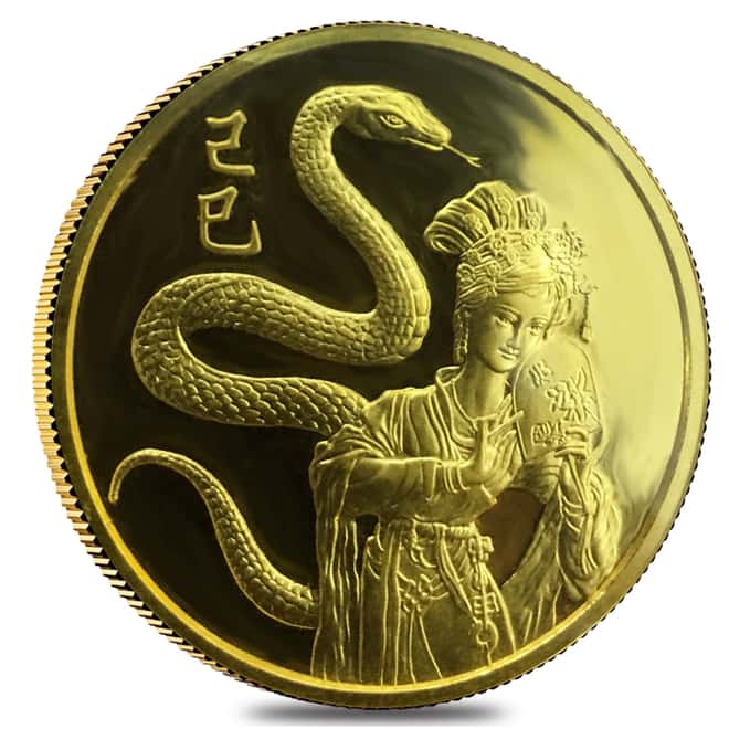 1989 1 oz Gold Singapore 100 Singold Year of the Snake Proof-Like Coin (Sealed)