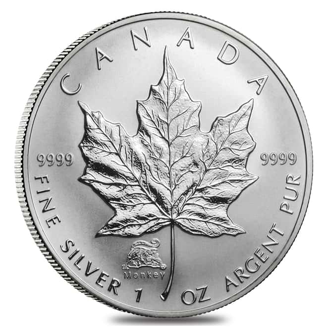 2004 1 oz Silver Canadian Maple Leaf Lunar Monkey Privy .9999 Fine $5 Coin BU (Sealed)