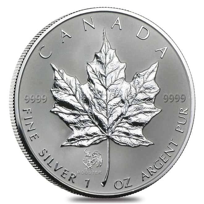 2005 1 oz Silver Canadian Maple Leaf Lunar Rooster Privy .9999 Fine $5 Coin BU (Sealed)
