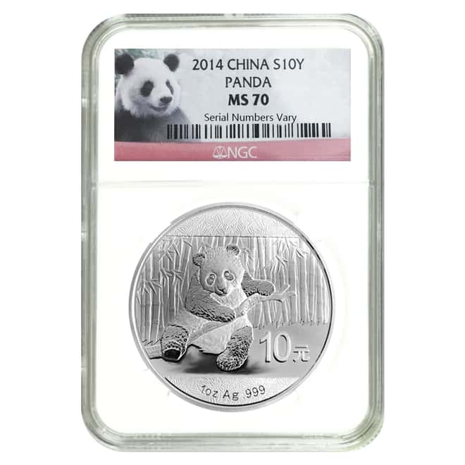 2014 1 oz Chinese Silver Panda 10 Yuan NGC MS 70